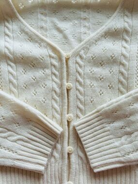 NWOT Sunday Best by Aritzia Cropped Pointelle Wool-Blend Cropped Cardigan